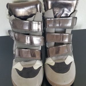 Silver and bronze wedges size 8